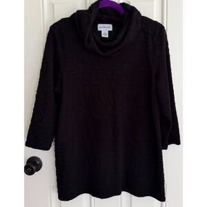 Peck & Peck Women's Black Turtle Neck Tunic 3/4 Sleeve size Large Petite